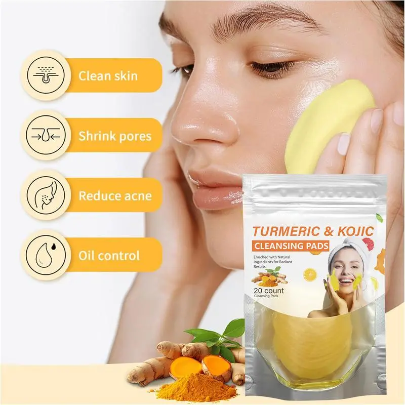 Turmeric & Kojic Acid Cleansing Pads,20pcs🟡