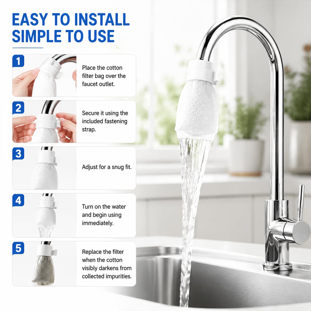 100 Pack Universal Splash Proof Faucet Filter Cotton Bags