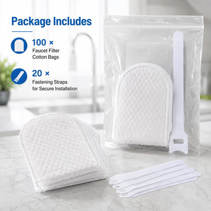 100 Pack Universal Splash Proof Faucet Filter Cotton Bags